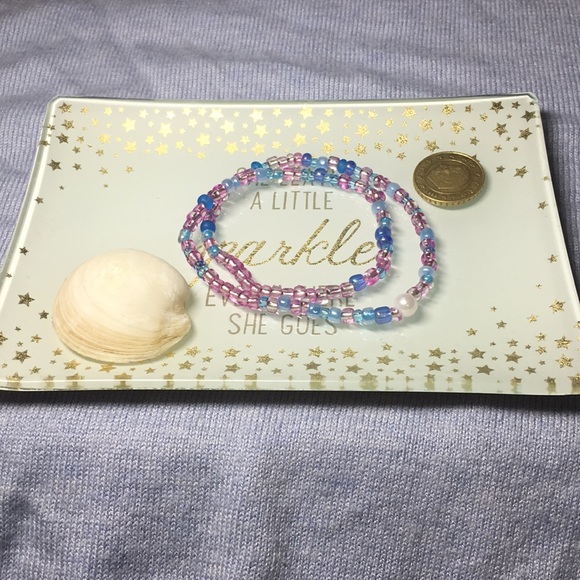 Jewelry - Marble Beaded Choker - Pink and Blue